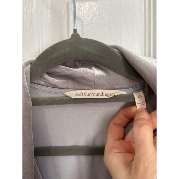 Soft Surroundings Silver Gray Velvet Silk Blend Soft Luxe Midi Length Robe XS - Picture 9 of 10